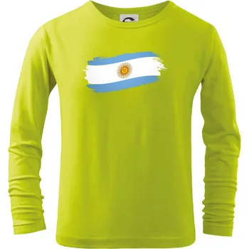 Dětská móda Argentina vlajka okousaná - Triko dětské Long Sleeve - 122 cm/6 let ( Limetková )