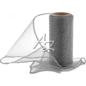 organza 12cm/10y obšitá šedá