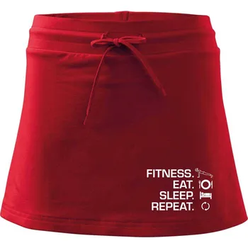 Dámská sukně Fitness Eat Sleep Repeat - Sportovní sukně - two in one - XS ( Červená )