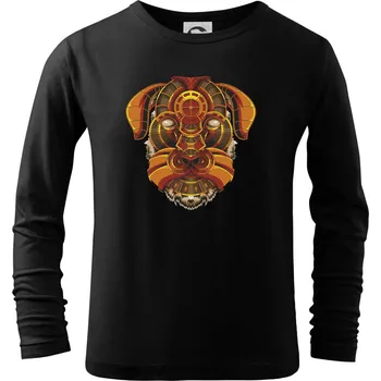 Chlapecké tričko Steampunk pes barevný - Triko dětské Long Sleeve - 146 cm/10 let ( Černá )