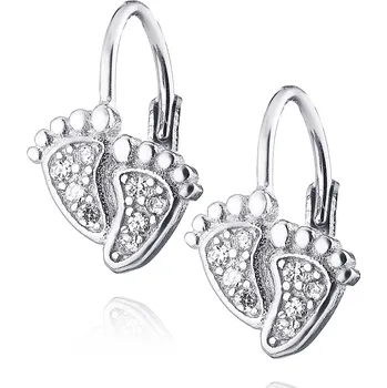 Náušnice Dětské stříbrné náušnice - stopy se zirkony