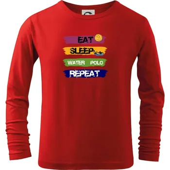 Chlapecké tričko Eat sleep watter polo barevné - Triko dětské Long Sleeve - 122 cm/6 let ( Červená )