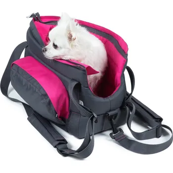 Taška pro psa a kočku Iridog Taška na psa CARRIE no.2 šedá s růžovou v22 x š18 x d34 cm