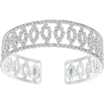 Náramek B-TOP Dámský pevný krystalový náramek s očky - postříbřený