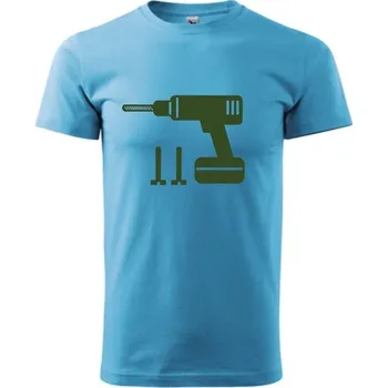 Pánská móda ON-DESIGN Tričko s VRTAČKOU Velikost: L, Barva: tyrkysová