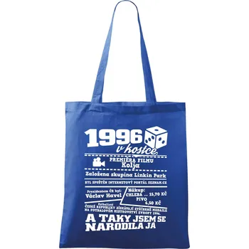 Nákupní taška 1996 v kostce - Taška bavlněná - 42 x 38 cm ( Královská modrá )