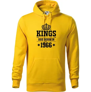Pánská mikina Kings are born in 1966 - Mikina pánská Cape s kapucí - S ( Žlutá )
