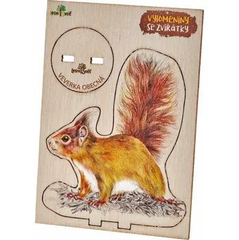Dřevěná hračka Lesní svět Vylomeniny se zvířátky S - veverka