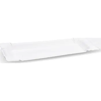 Jednorázové nádobí Papírový tácek s útržkem bílý 8 x 18+3 cm [250 ks]