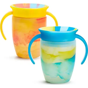 Kojenecká láhev Munchkin Miracle 360° Tie Dye Cup Tropical 6m+ 2x207 ml žlutý a modrý