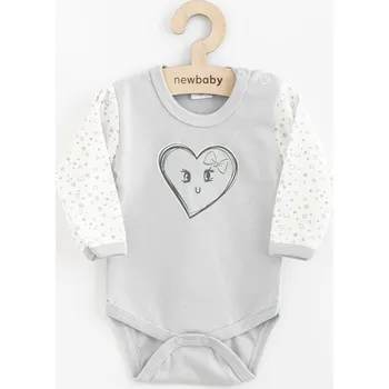Kojenecké bavlněné body s dlouhým rukávem New Baby Srdíčka 56 (0-3m)