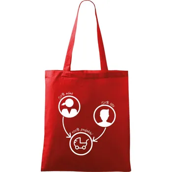Nákupní taška 50% máma 50% táta = 100 perfektní - Taška bavlněná - 42 x 38 cm ( Červená )
