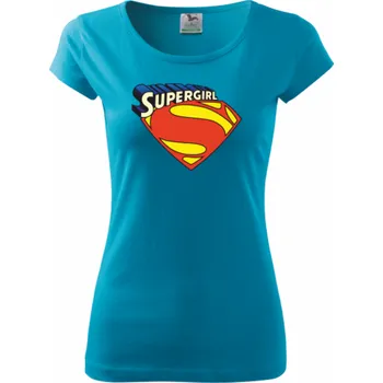 Dámské tričko ON-DESIGN Dámské tričko se SUPERGIRL Velikost: 2XL, Barva: tyrkysová
