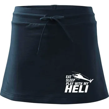 Dámská sukně Eat Sleep Play With My Heli - Sportovní sukně - two in one - S ( Námořní modrá (velmi tmavá - téměř černá) )