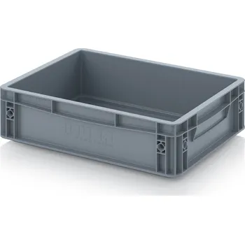 Euro přepravky uzavřené 40 x 30 x 12 cm, držadla zavřená - Stříbrošedá - materiál: PP - EG 43/12 HG VB