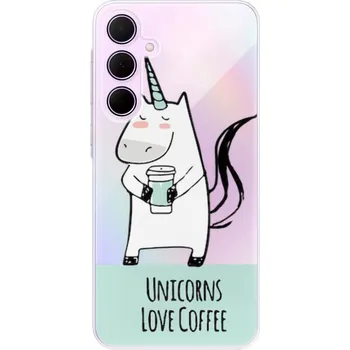 Pouzdro na mobilní telefon Odolné silikonové pouzdro iSaprio - Unicorns Love Coffee - Samsung Galaxy A55 5G