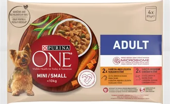 Krmivo pro psa Purina One Adult Mini/Small kuře a hovězí ve šťávě 4x 85 g