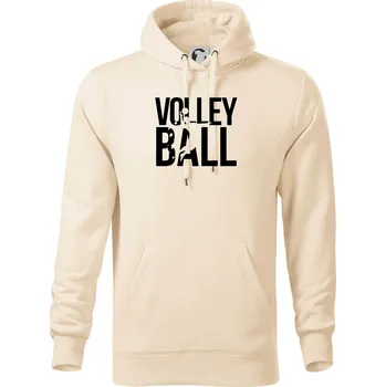 Pánská mikina Volleyball nápis - Mikina pánská Cape s kapucí - XL ( Mandlová )