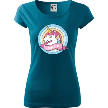 Dámské tričko Jednorožec v kolečku - Dámské triko Pure - 2XL ( Petrolejová )