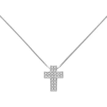 Náhrdelník Zlatý náhrdelník ve tvaru křížku s diamanty CLD3991