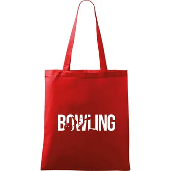 Nákupní taška Bowling nápis kuželky - Taška bavlněná - 42 x 38 cm ( Červená )