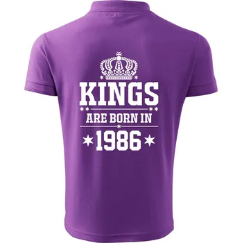 Pánská košile Kings are born in 1986 - Polokošile pánská Pique Polo 203 - 4XL ( Fialová )