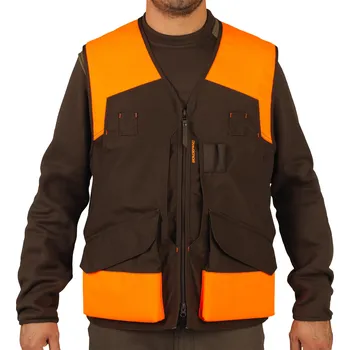 SOLOGNAC Lovecká vesta Renfort 500 hnědo-oranžová fluorescenční S KAŠTANOVÁ