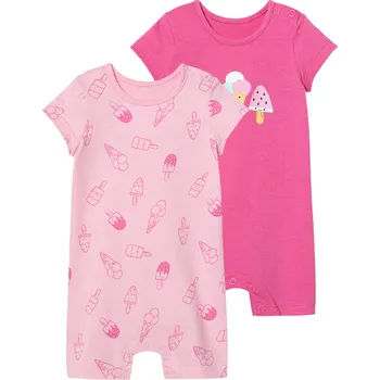 Dětský overall lupilu® Dívčí krátký overal, 2 kusy (50/56, růžová / světle růžová)