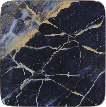 prostírání Korkové podložky pod skleničky Navy Marble černá, modrá 10,5x10,5