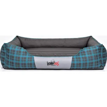 Pelíšek pro psa Hobby Dog Pelíšek PRESTIGE modro-šedý vzor kostka Cordura – různé velikosti Velikost L - 65 x 50 cm