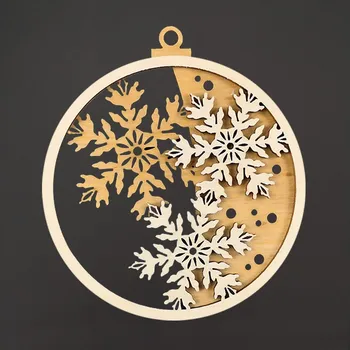 Vánoční ozdoba AMADEA Dřevěná ozdoba kulatá vločka dvojitá, 9 cm, český výrobek