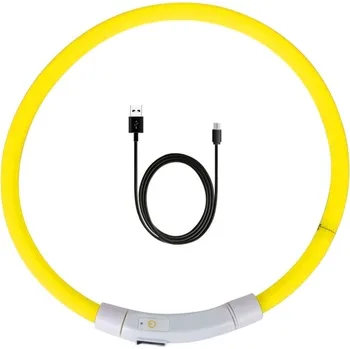 Obojek pro psa Svítící USB LED obojek pro psy průměr 16 cm - Žlutá