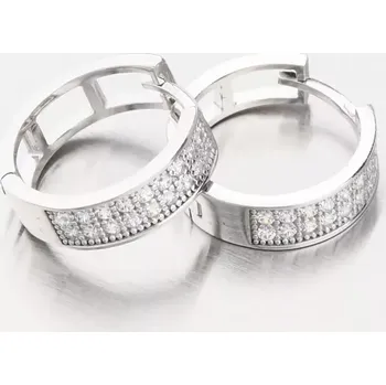 Náušnice Dámské náušnice bílé zlato 585 zirkon kruhy 12R-723