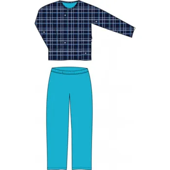 Pánské pyžamo Pyžamo pánské Lonka Lopping dlouhý rukáv Kostky - tmavě modré, XXL