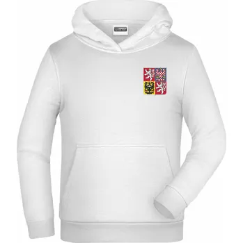 Chlapecká mikina ON-DESIGN Dětská mikina s kapucí s českým znakem Velikost: 2XL, Barva: bílá