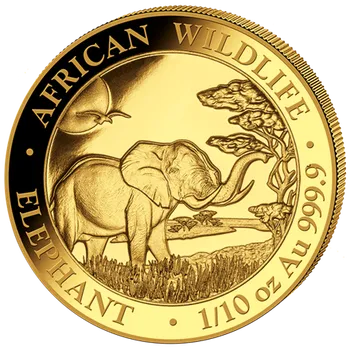 Zlatá mince 100 Shillings Elephant (Slon africký) 1/10 Oz 2019 (African Wildlife Series)