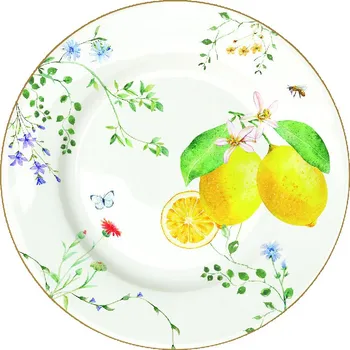 Talíř Easy Life, Itálie Easy Life - Porcelánový dezertní talíř Fleurs Et Citrons - 19 cm Barva: jako na obrázku, Velikost: 19x19