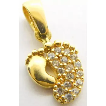 Přívěsek Klenoty Budín Dětský zlatý přívěsek se zirkony - dětské nožičky k narození dítěte 585/0,70gr G4445 (Klenoty Budín Dětský zlatý přívěsek se zirkony - dětské nožičky k narození dítěte 585/0,70gr G4445)