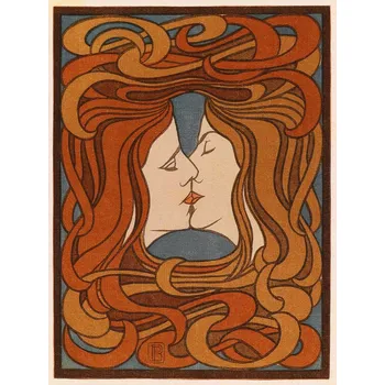 Plakát Plakát, Obraz - The Kiss (Vintage Homoerotic Art Nouveau / Lesbian Interest Gay Romance Poster) - Peter Behrens