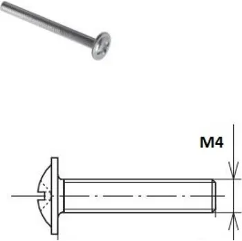 Nábytkové kování TS Šroub k úchytce M4x22 půlkulatá hlava