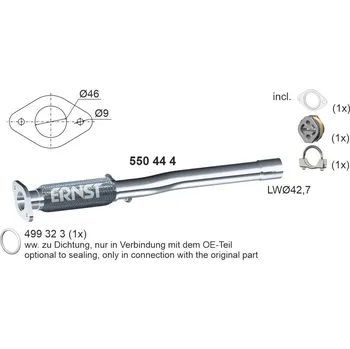 Zadní díl výfuku Flexibilní trubka, výfukový systém ERNST 550444