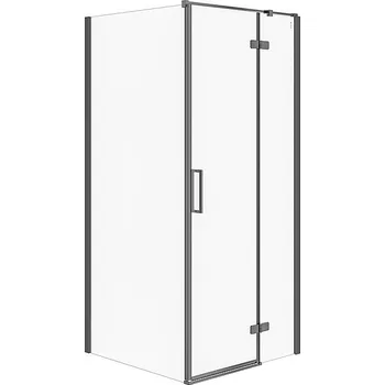 Cersanit Jota, rohový sprchový kout 90 (dveře pravé) x 90 (stěna) x 195, 6mm čiré sklo, černý profil, S160-004