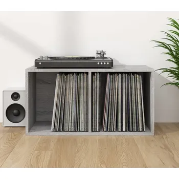 vidaXL Úložný box na LP desky 71 x 34 x 36 cm kompozitní dřevo [815254] Barva: šedá sonoma