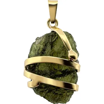 Přívěsek Vltavín Moldavite Zlatý přívěsek s vltavínem 3,030 g