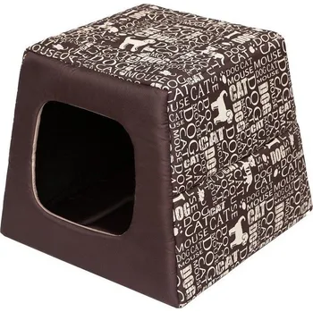 Pelíšek pro psa Hobby Dog Pelíšek PYRAMIDA hnědý / nápisy – různé velikosti Velikost: R1 - 37 x 37 x 19/34