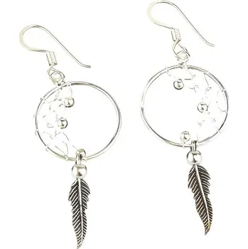 Náušnice Oriental stříbrné visací náušnice, půl Lapač snů