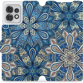 Pouzdro na mobilní telefon Knížkové flip pouzdro Mobiwear - Motorola Edge 40 Pro - V108P Modré mandala květy - VÝPRODEJ (Parádní flip obal, kryt, pouzdro Mobiwear na mobilní telefon Motorola Edge 40 Pro s motivem V108P Modré mandala květy)