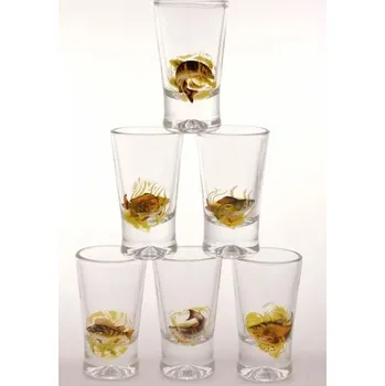 Sklenice Petr Kmenta - Porcelán Hodonín SADA VEJIREK a 6ks RYBY