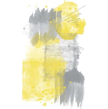 Plakát Plakát, Obraz - Watercolor Shapes No. 6 | Illuminating Yellow & Ultimate Grey, Melanie Viola