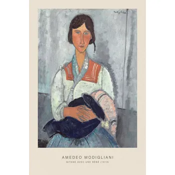 Plakát Plakát, Obraz - Gitane avec une bébé (Portrait of a Gypsy Lady & Baby) - Amedeo Modigliani